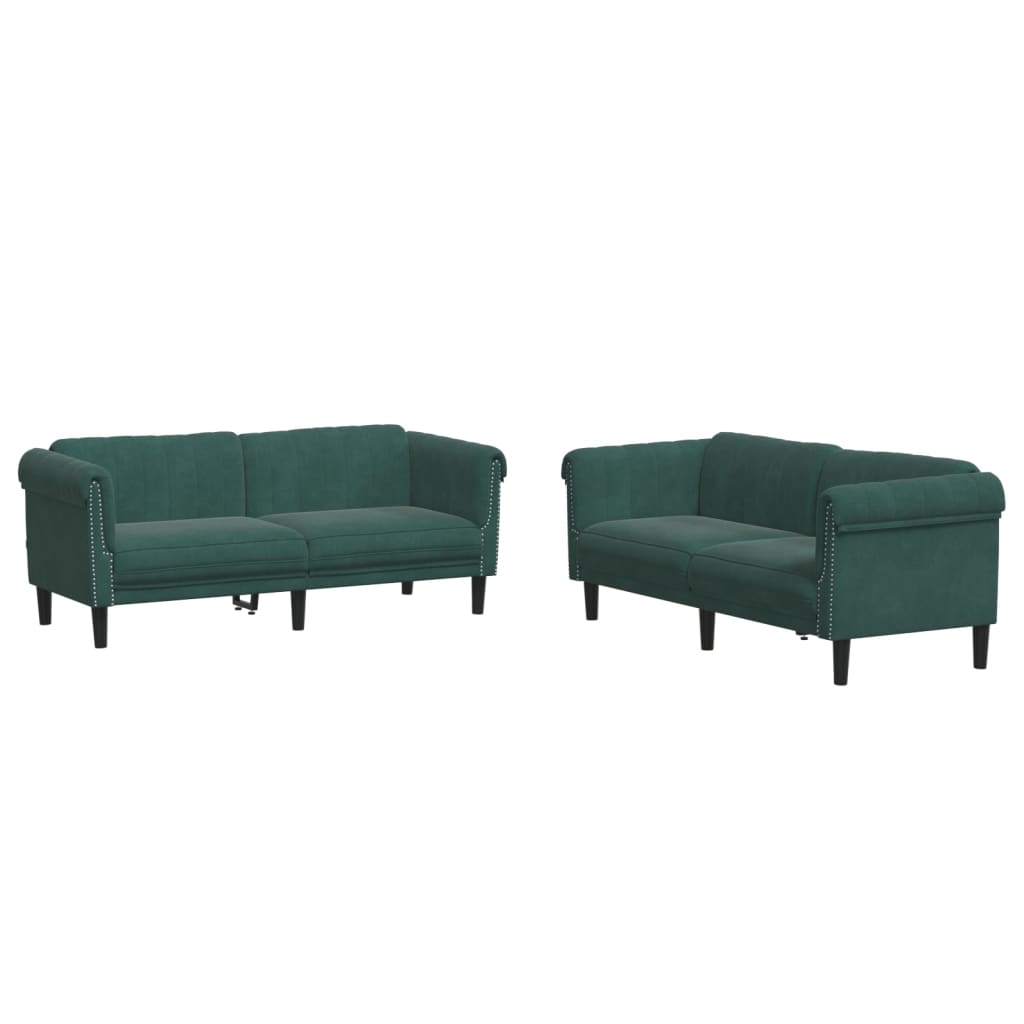 Set di Divani 2 pz Verde Scuro in Velluto | homemem39