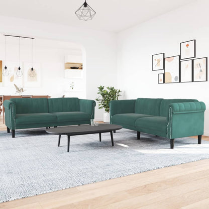 Set di Divani 2 pz Verde Scuro in Velluto | homemem39