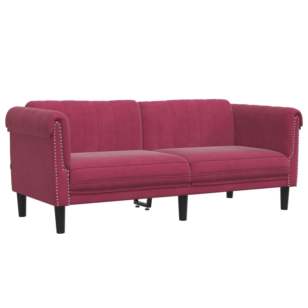 Set di Divani 2 pz Rosso Vino in Velluto