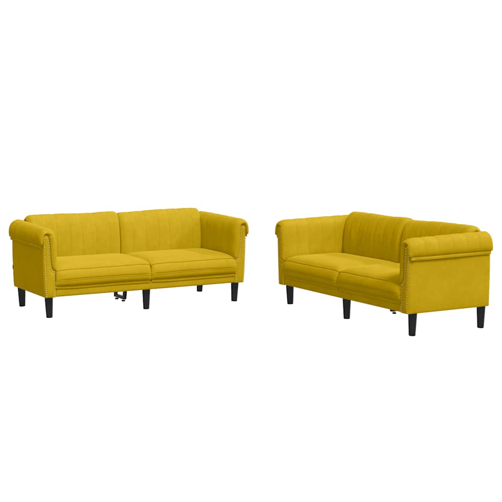 Set di Divani 2 pz Giallo in Velluto