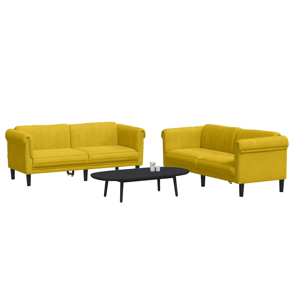Set di Divani 2 pz Giallo in Velluto | homemem39