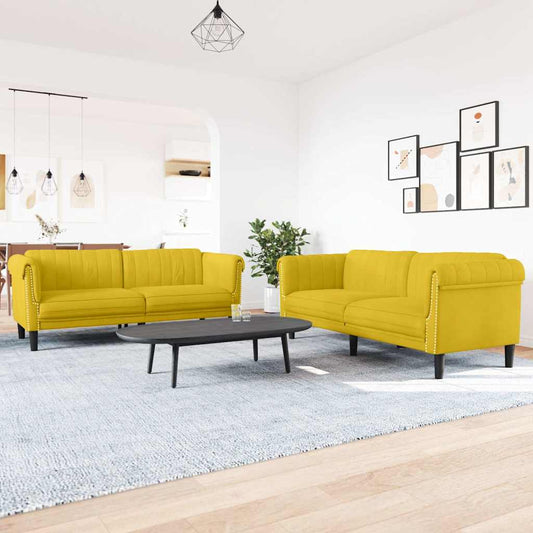 Set di Divani 2 pz Giallo in Velluto | homemem39