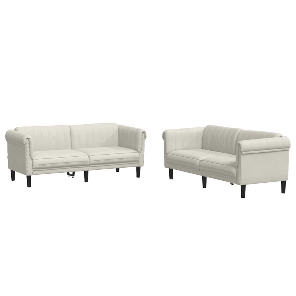 Set di Divani 2 pz Crema in Velluto