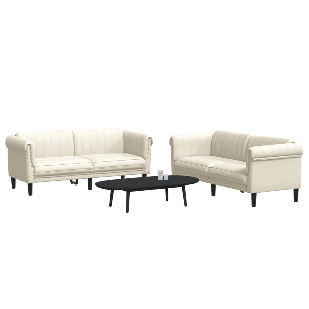 Set di Divani 2 pz Crema in Velluto - homemem39