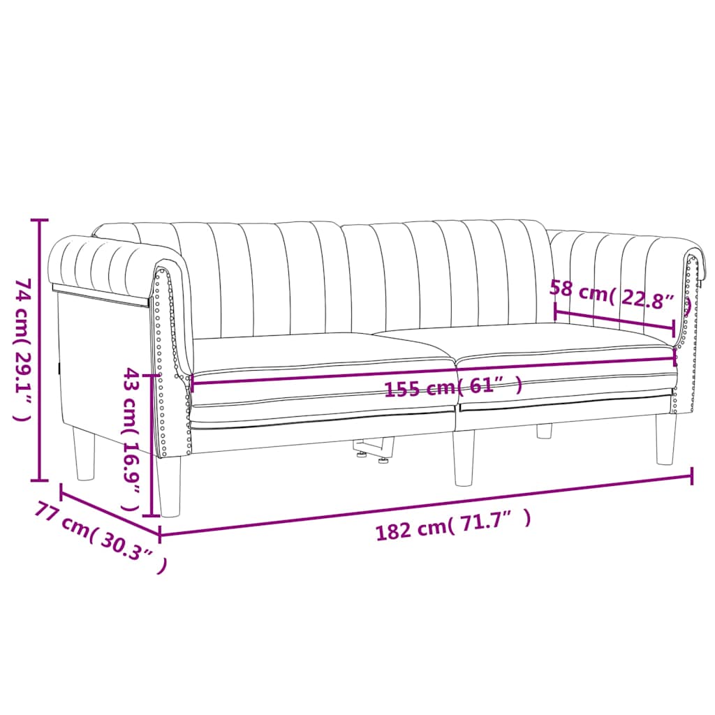 Set di Divani 2 pz Crema in Velluto