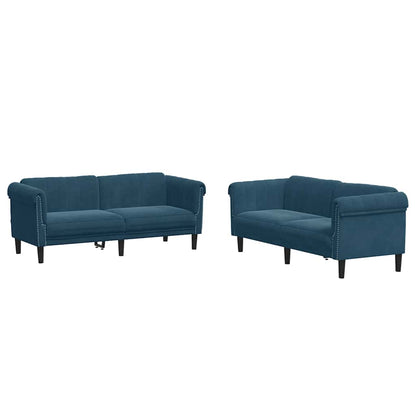 Set di Divani 2 pz Blu in Velluto