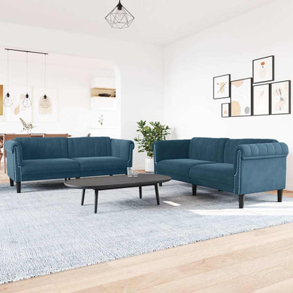 Set di Divani 2 pz Blu in Velluto | homemem39