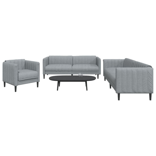 3-piece Sofa Set in Light Gray Fabric