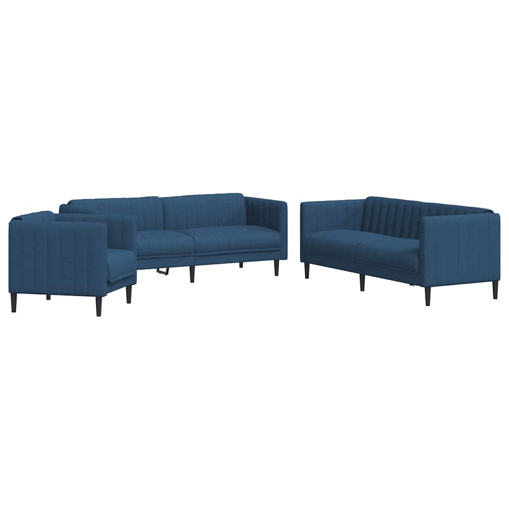 Set di Divani 3 pz Blu in Tessuto | homemem39