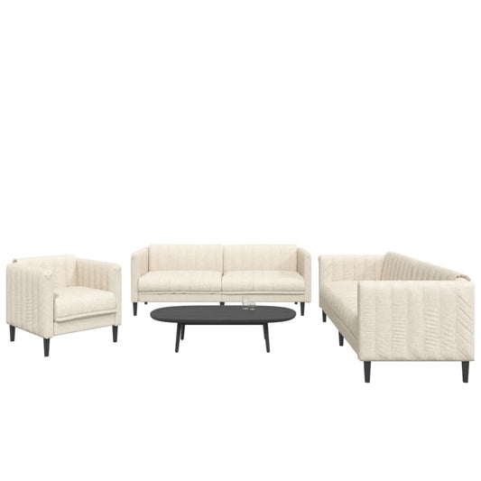 Set di Divani 3 pz Crema in Tessuto | homemem39