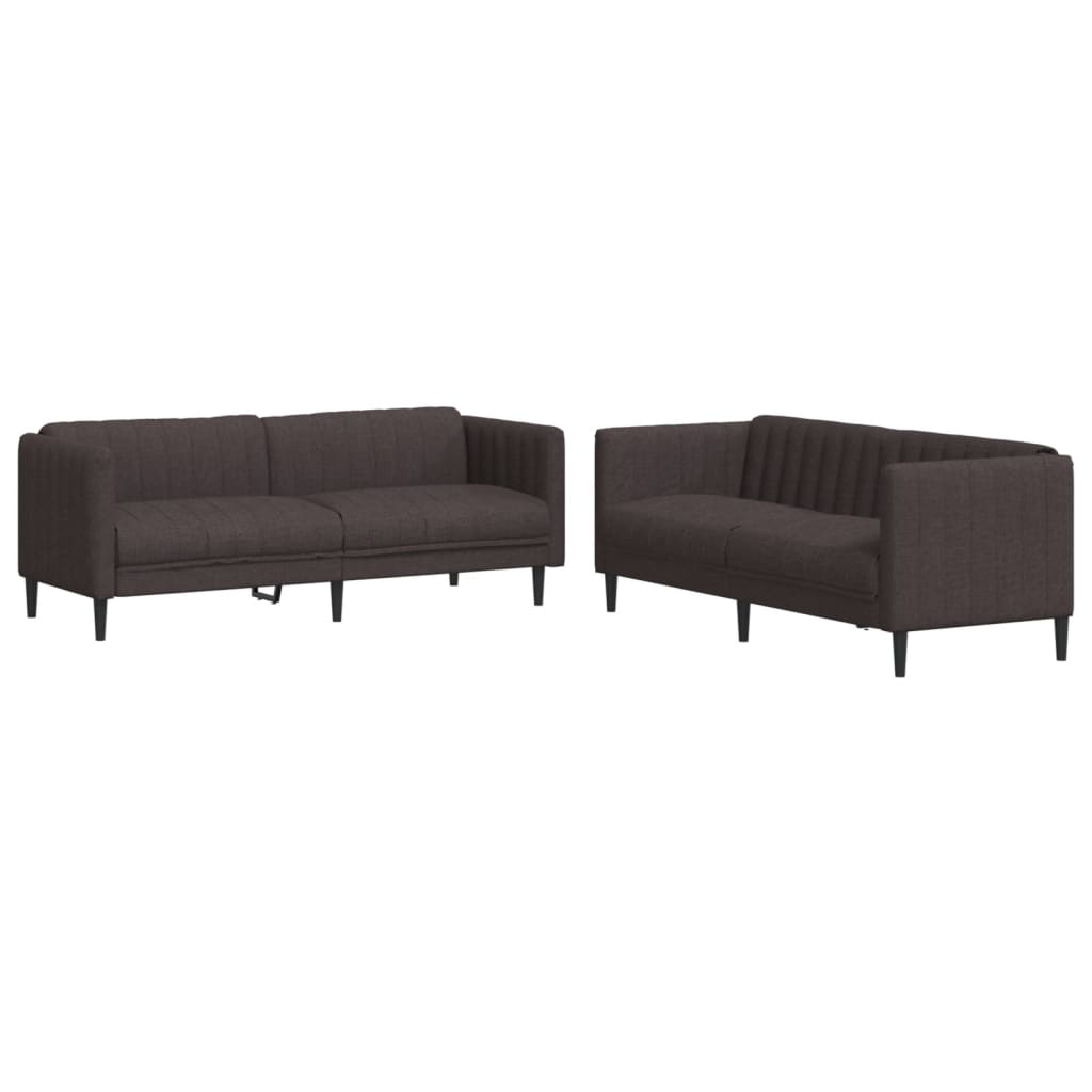 Set di Divani 2 pz Marrone Scuro in Tessuto | homemem39