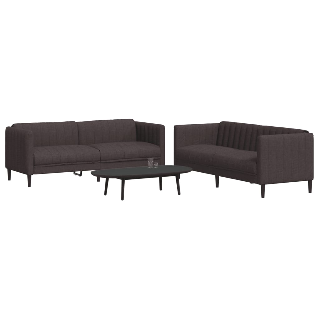 Set di Divani 2 pz Marrone Scuro in Tessuto | homemem39
