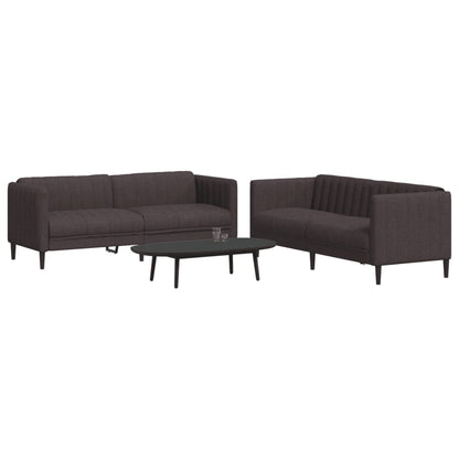 Set di Divani 2 pz Marrone Scuro in Tessuto | homemem39