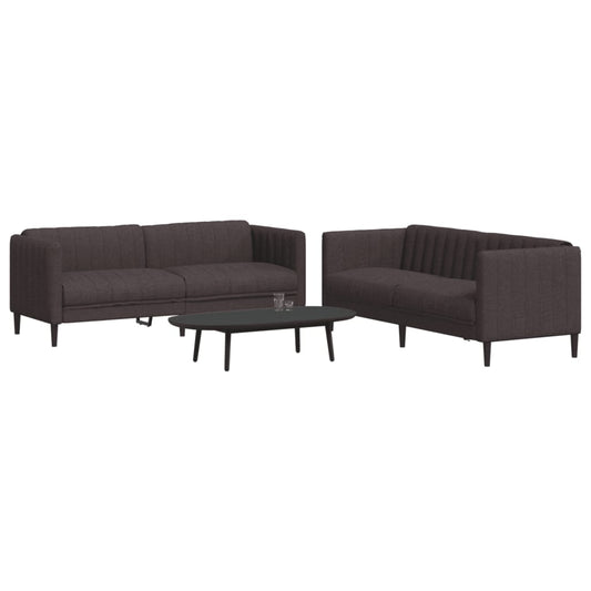 2 pcs Sofa Set in Dark Brown Fabric