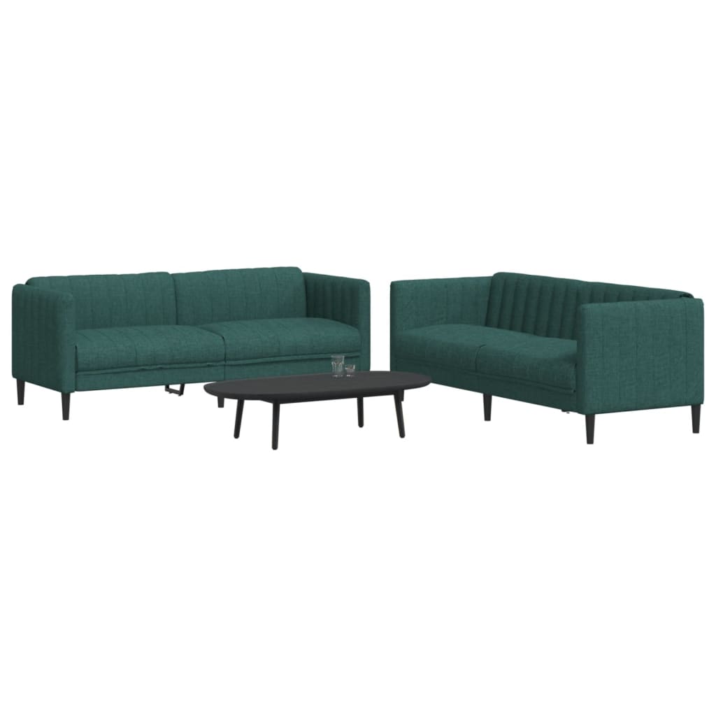 Set di Divani 2 pz Verde Scuro in Tessuto | homemem39
