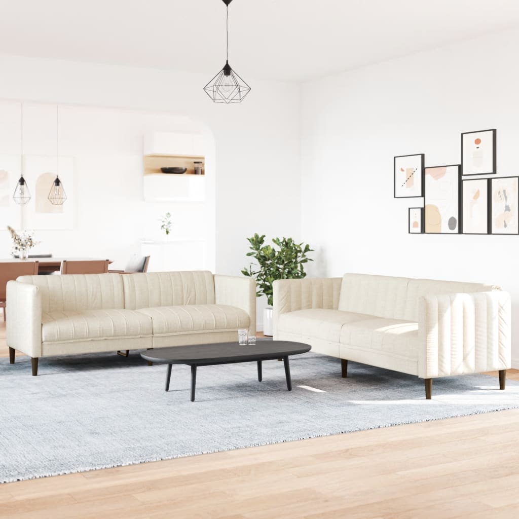 Set di Divani 2 pz Crema in Tessuto - homemem39