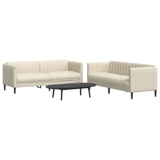 Set di Divani 2 pz Crema in Tessuto | homemem39