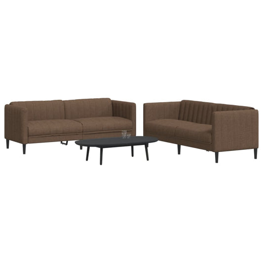 2 pc Brown Sofa Set in Fabric