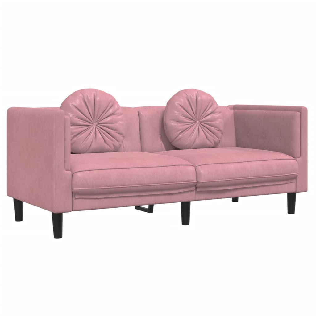 Set di Divani 3 pz con Cuscini Rosa in Velluto | homemem39