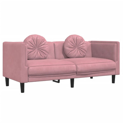 Set di Divani 3 pz con Cuscini Rosa in Velluto | homemem39