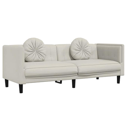Set di Divani 3 pz con Cuscini Crema in Velluto | homemem39