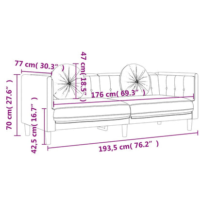 Set di Divani 3 pz con Cuscini Crema in Velluto | homemem39