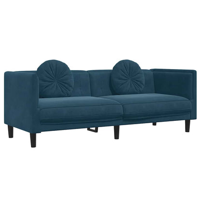 Set di Divani 3 pz con Cuscini Blu in Velluto | homemem39