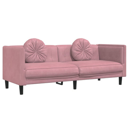 Set di Divani 2 pz con Cuscini Rosa in Velluto | homemem39