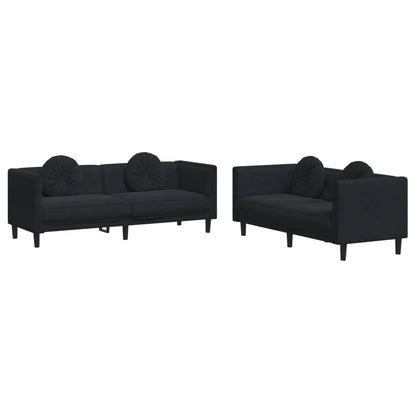 Set di Divani 2 pz con Cuscini Nero in Velluto - homemem39