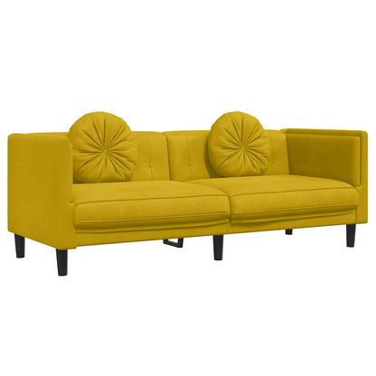 Set di Divani 2 pz con Cuscini Giallo in Velluto | homemem39