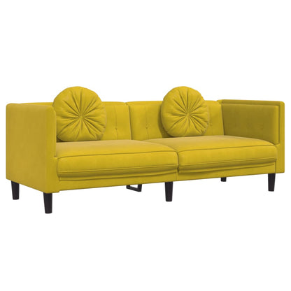 Set di Divani 2 pz con Cuscini Giallo in Velluto - homemem39
