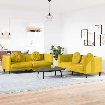 Set di Divani 2 pz con Cuscini Giallo in Velluto | homemem39