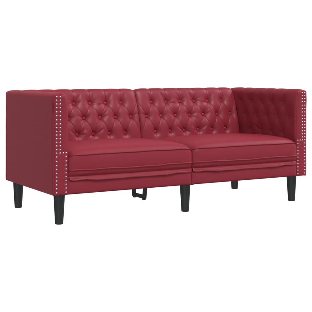 Sei Divani Chesterfield 3 pz Rosso Vino in Similpelle | homemem39