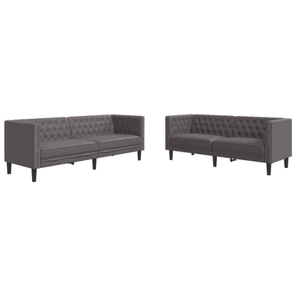 Set Divani Chesterfield 2pz Grigio in Similpelle | homemem39