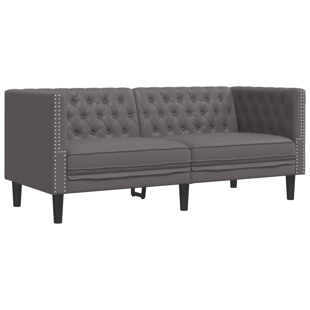 Set Divani Chesterfield 2pz Grigio in Similpelle | homemem39