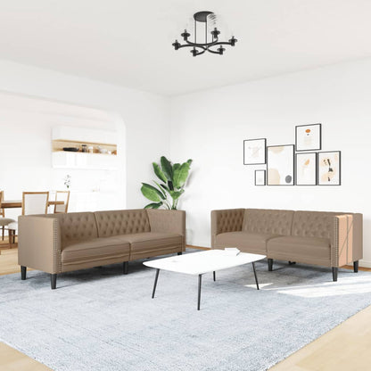 Set Divani Chesterfield 2pz Cappuccino in Similpelle | homemem39
