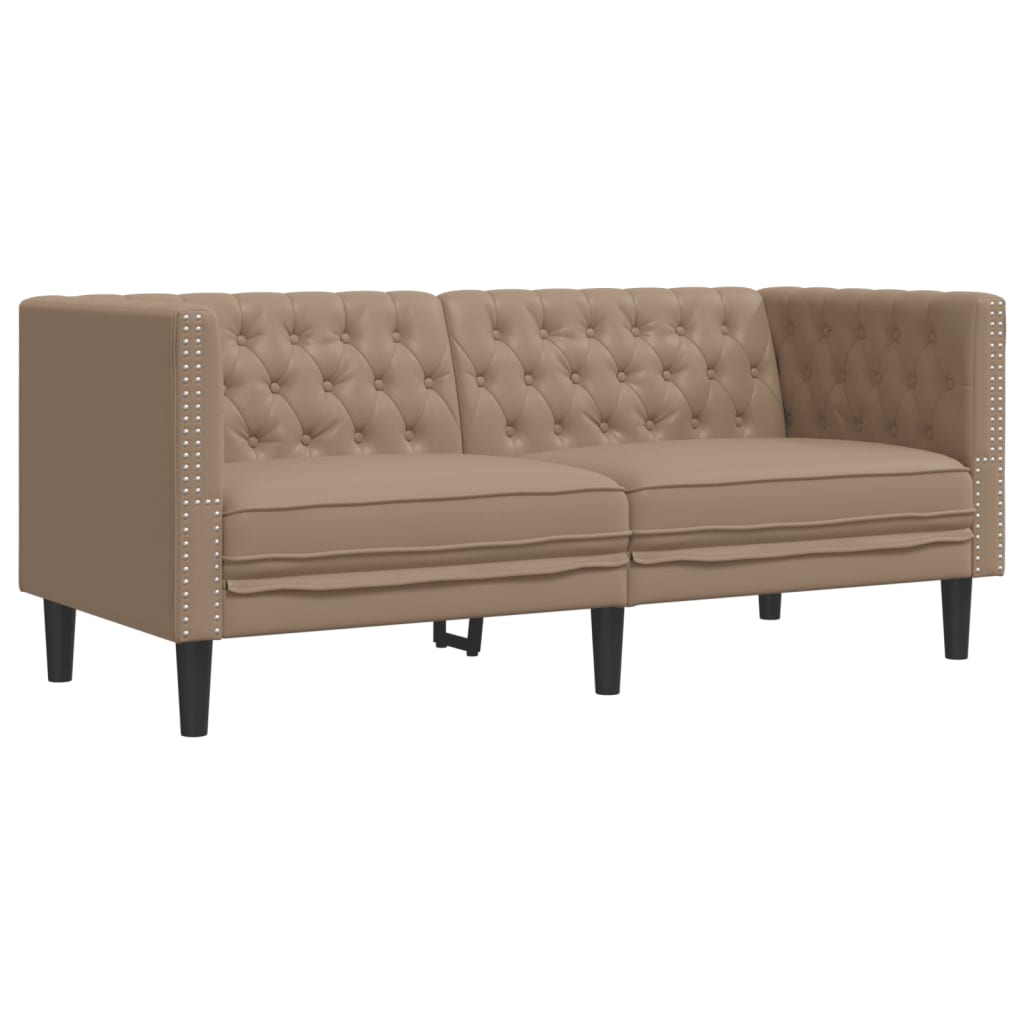 Set Divani Chesterfield 2pz Cappuccino in Similpelle | homemem39