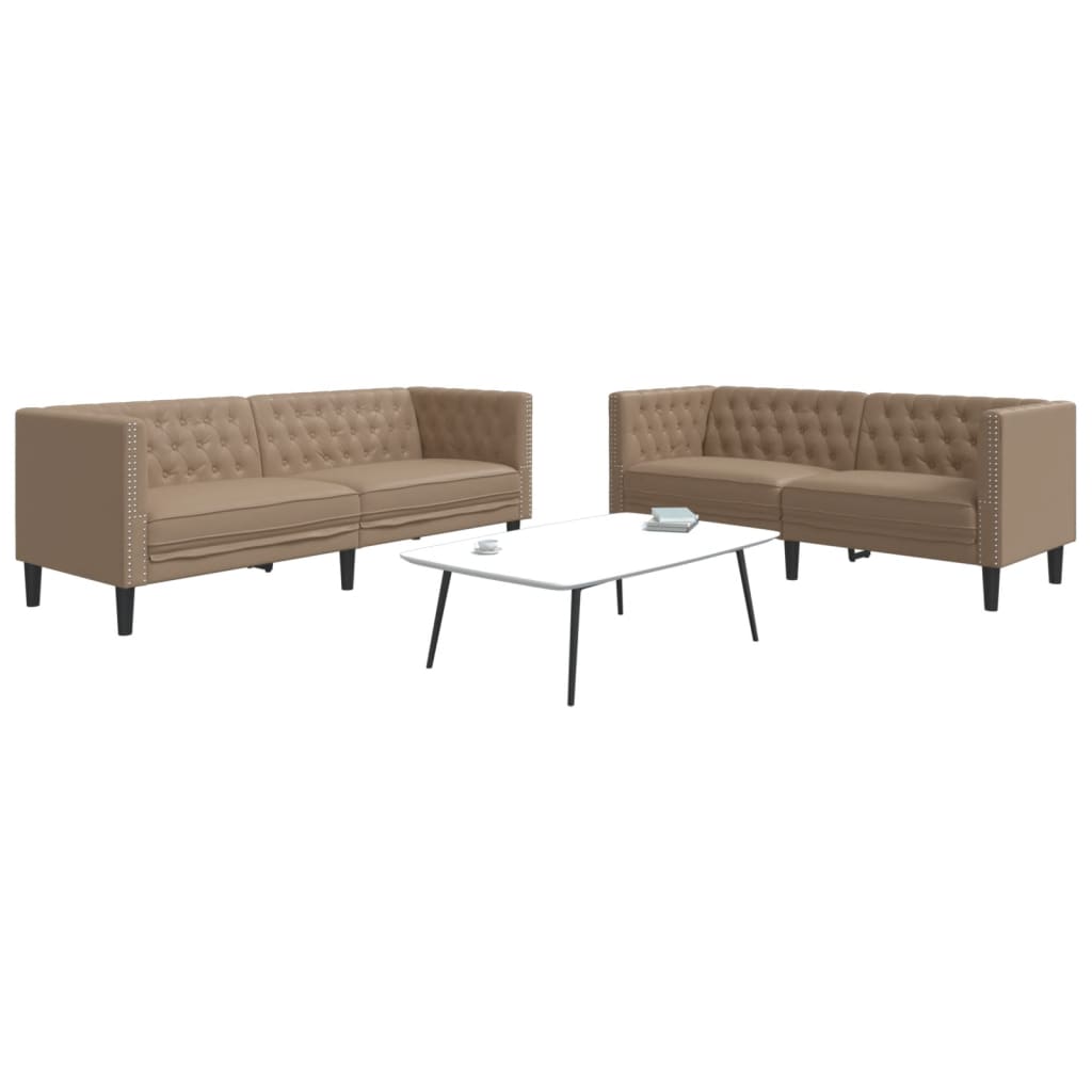 Set Divani Chesterfield 2pz Cappuccino in Similpelle | homemem39