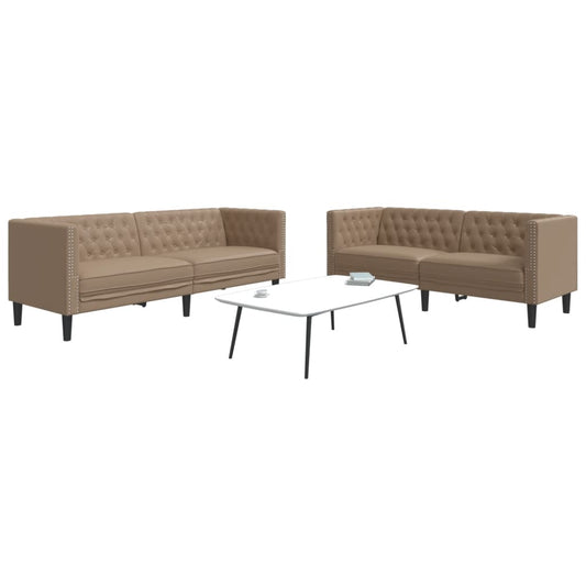 Set Divani Chesterfield 2pz Cappuccino in Similpelle | homemem39