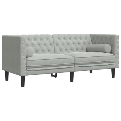 Set Divani Chesterfield 3pz con Cuscini Grigio Chiaro Velluto | homemem39