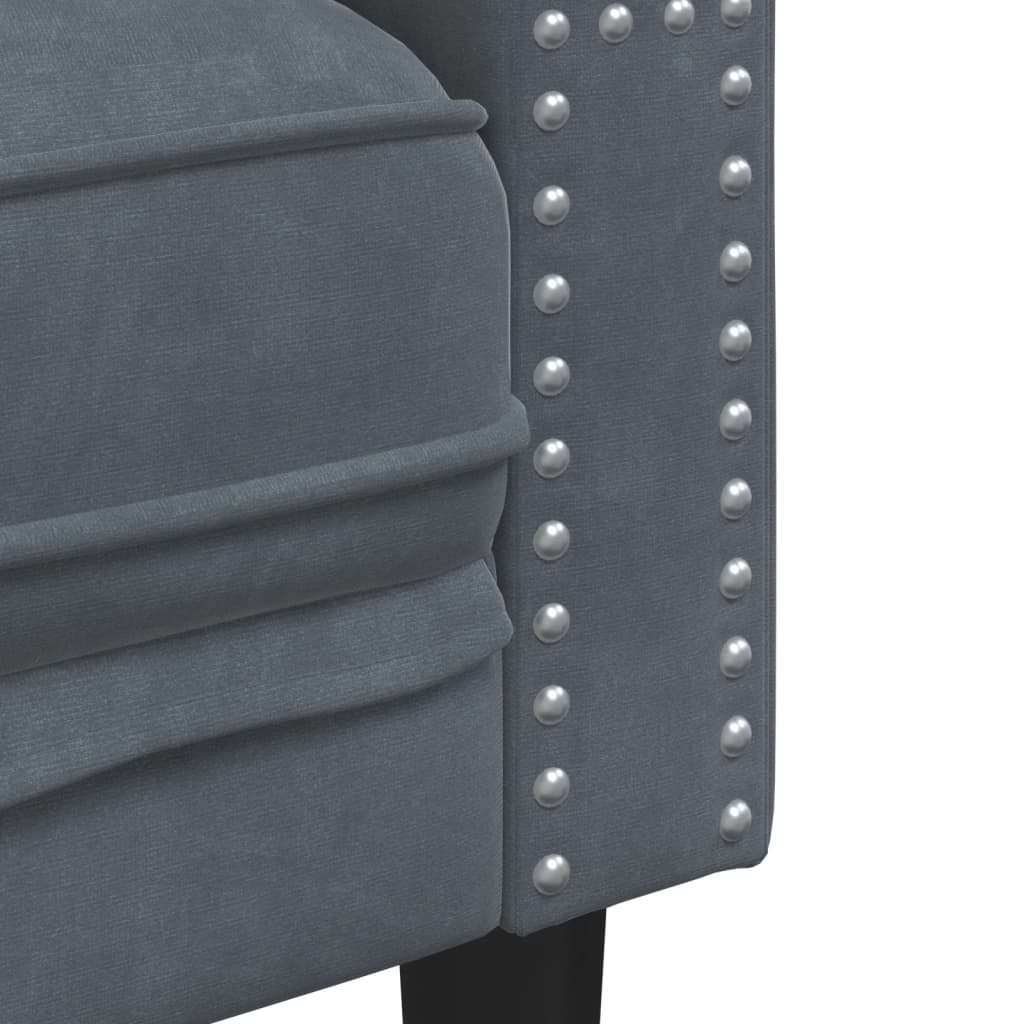 Set Divani Chesterfield 3pz con Cuscini Grigio Scuro Velluto | homemem39
