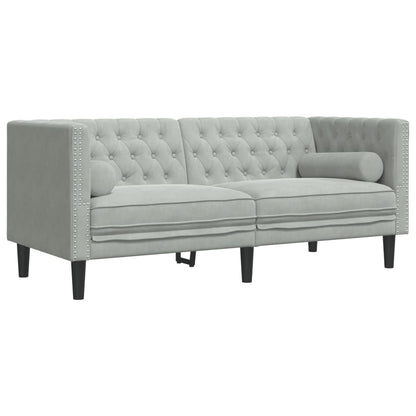 Set Divani Chesterfield 2pz con Cuscini Grigio Chiaro Velluto | homemem39