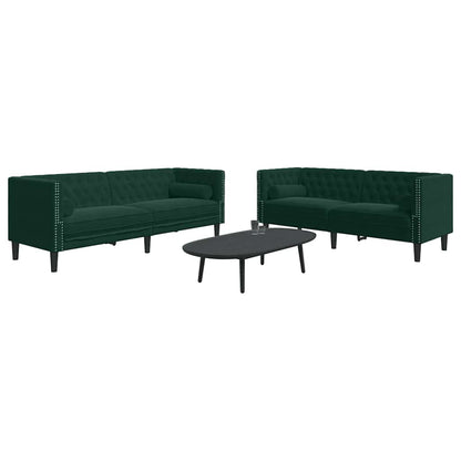 Set Divani Chesterfield 2pz con Cuscini Verde Scuro Velluto | homemem39