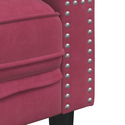 Set Divani Chesterfield 2pz con Cuscini Rosso Vino Velluto | homemem39