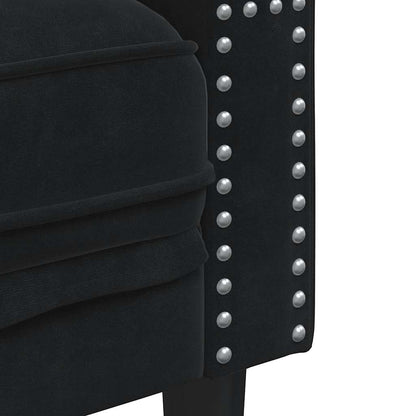 Set Divani Chesterfield 2pz con Cuscini Nero Velluto | homemem39