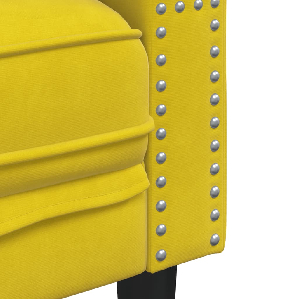 Set Divani Chesterfield 2pz con Cuscini Giallo Velluto - homemem39