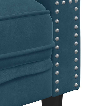 Set Divani Chesterfield 2pz con Cuscini Blu Velluto | homemem39