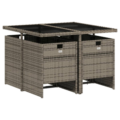 Set da Pranzo da Giardino 5 pz con Cuscini in Polyrattan Grigio - homemem39
