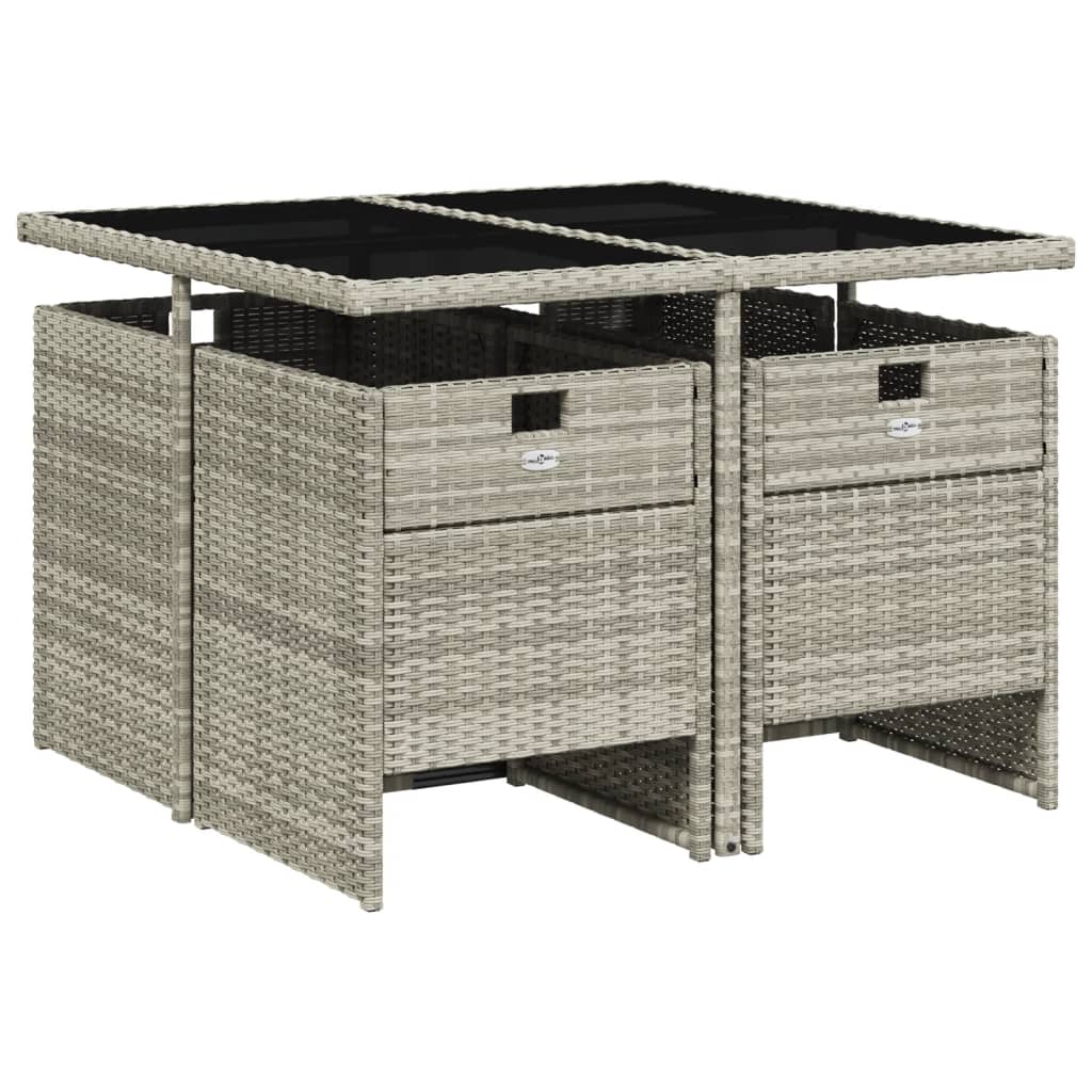 Set Pranzo da Giardino 5pz con Cuscini Grigio Chiaro Polyrattan - homemem39