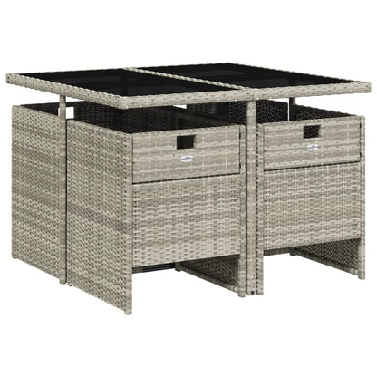 Set Pranzo da Giardino 5pz con Cuscini Grigio Chiaro Polyrattan - homemem39